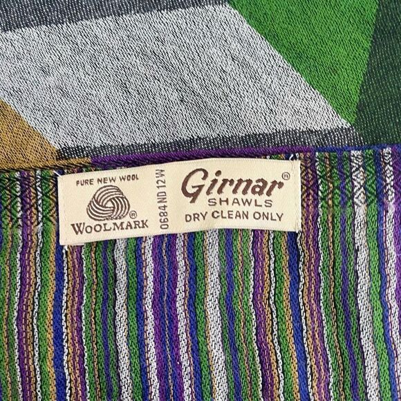 Girnar Shawl Scarf 100% New Wool Purple Green Grey Royal Blue Bronze 28” x 84” - Picture 4 of 9